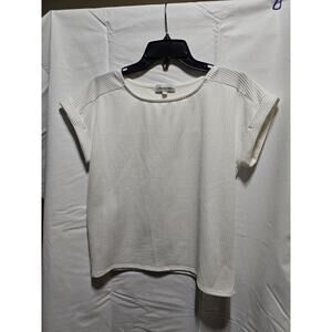 Set The Stage White Textured Short Sleeve Shirt